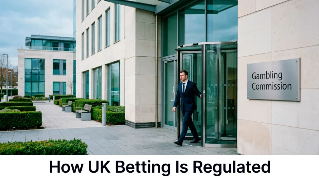UK Gambling Commission building exterior with UKGC signage representing betting regulation