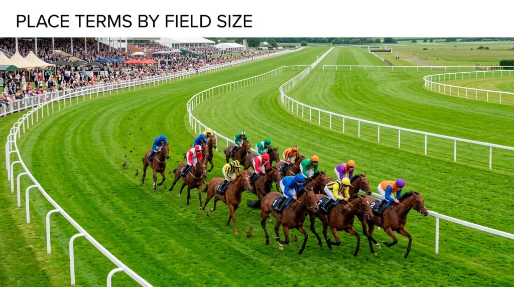 UK place terms table showing how field size affects each-way payouts